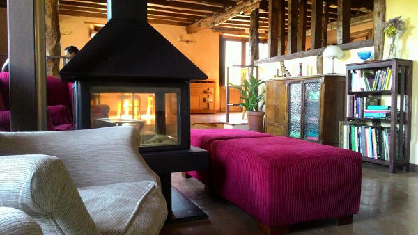 hotel lounge with wood burner in soria