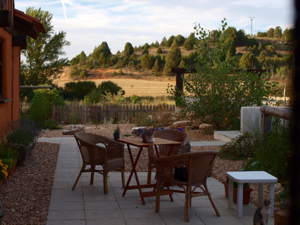 hotel garden patio, rio lobos canyon